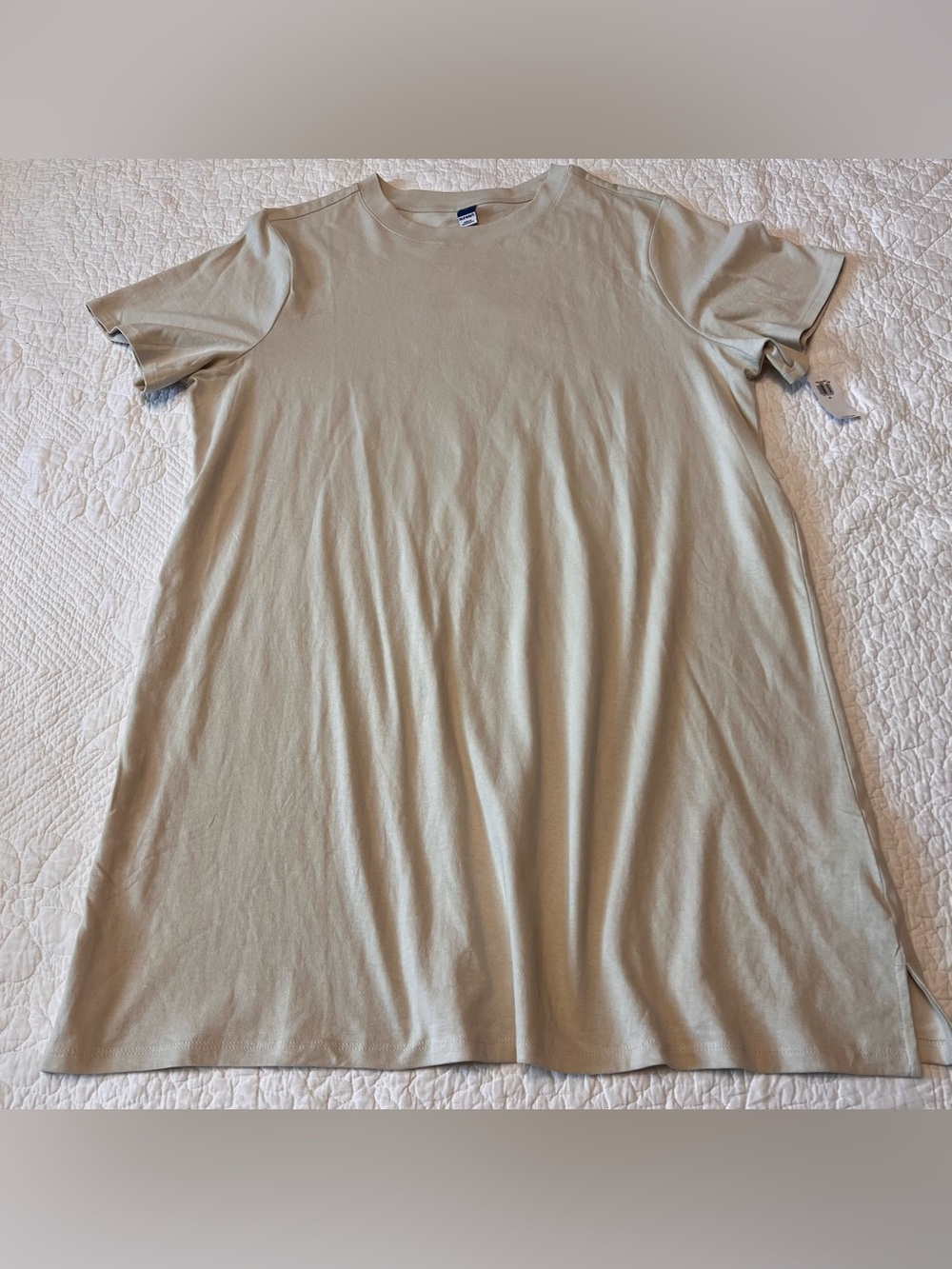 Old Navy tan t-shirt dress simple crew neck and short sleeve 100 % cotton sz XL